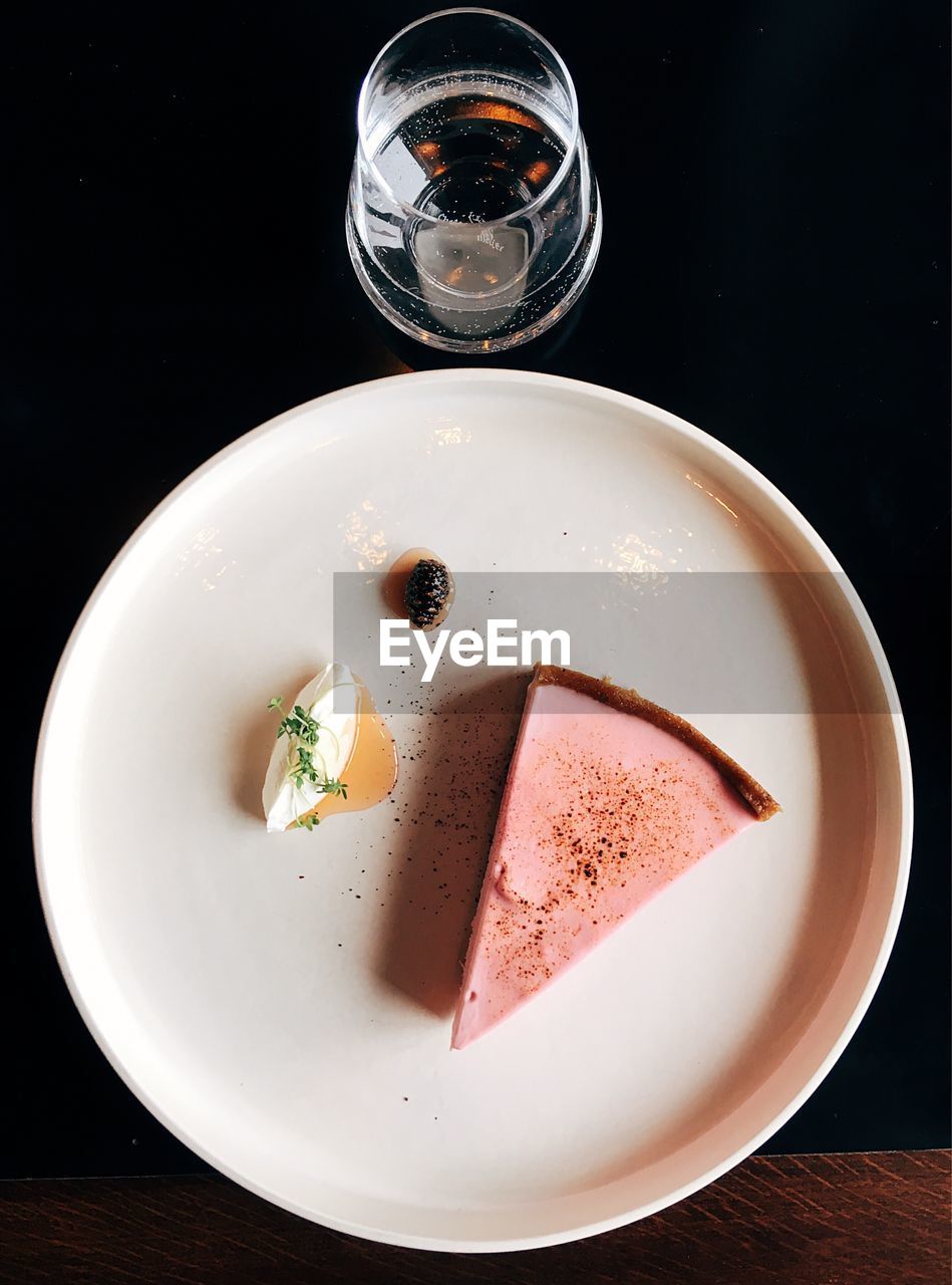 Close-up of dessert served on table