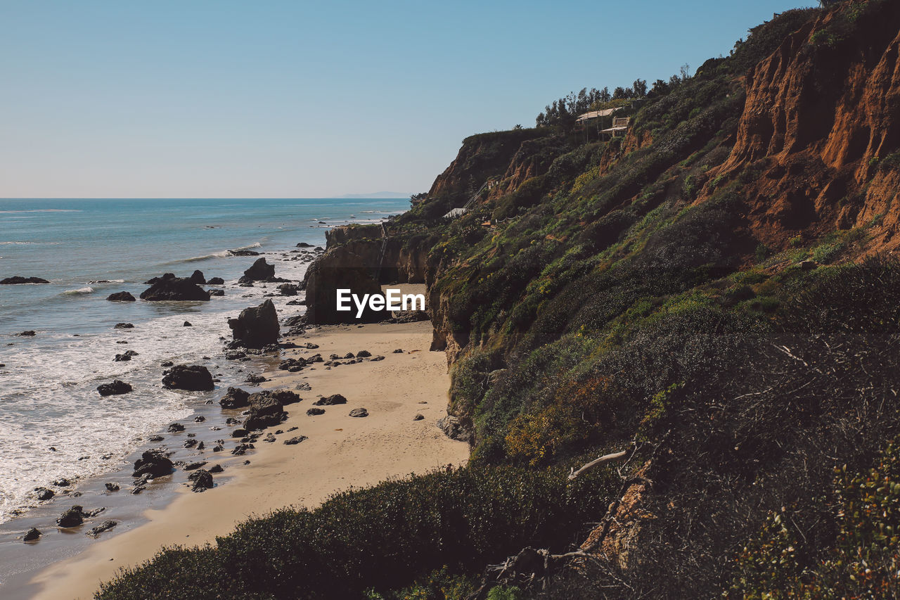 Scenic view of sea against clear sky