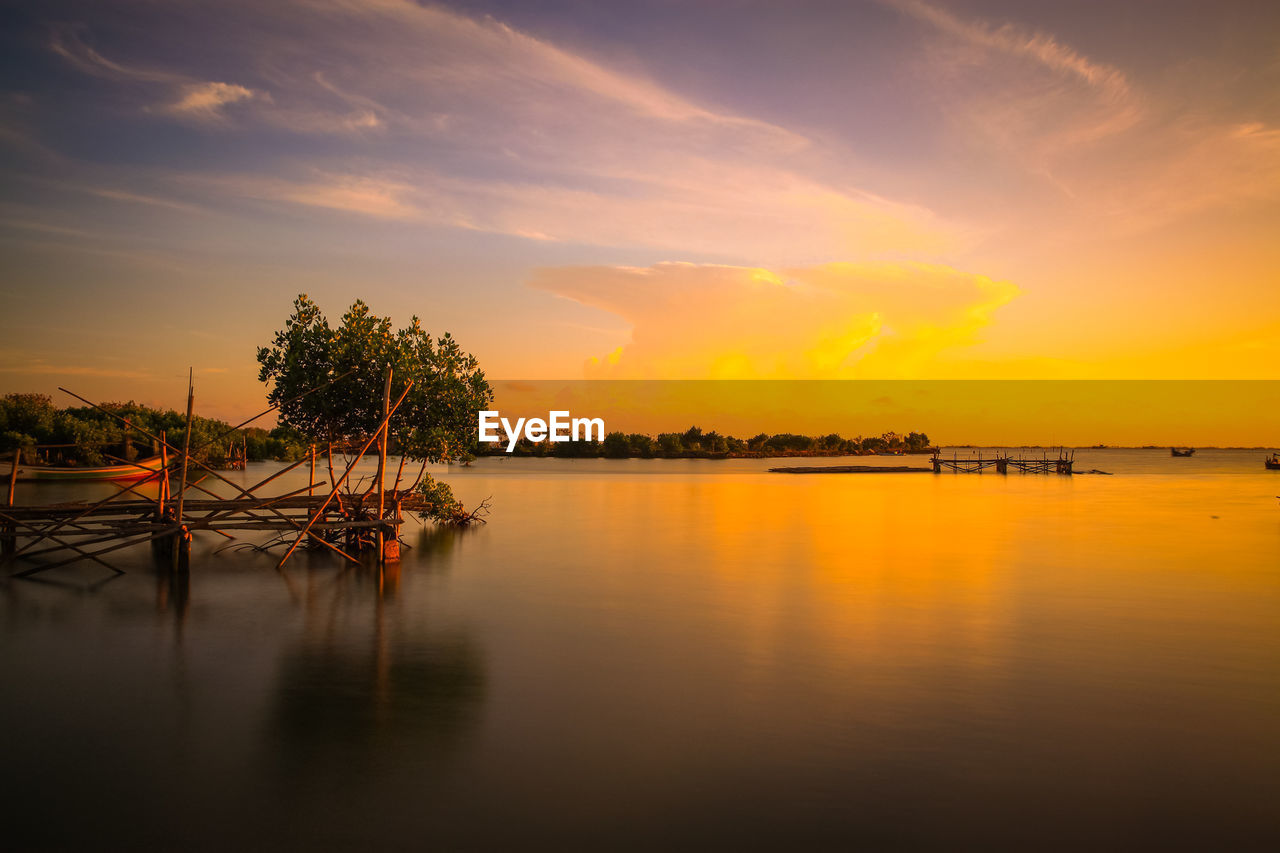 Scenic view of sea during sunset