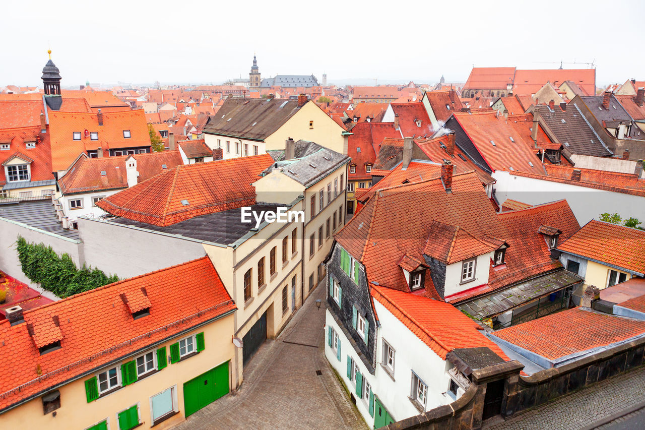 Bamberg old town view from above . aerial view of bamberg town in bavaria germany