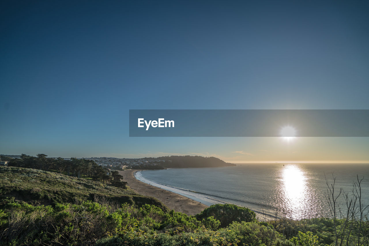 Scenic view of sea against clear sky