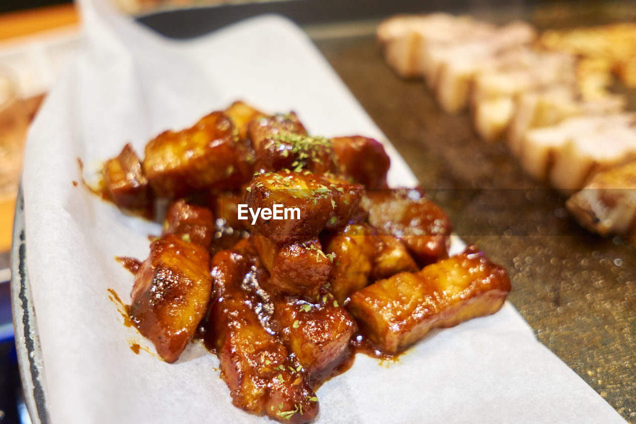 Close-up of food on table