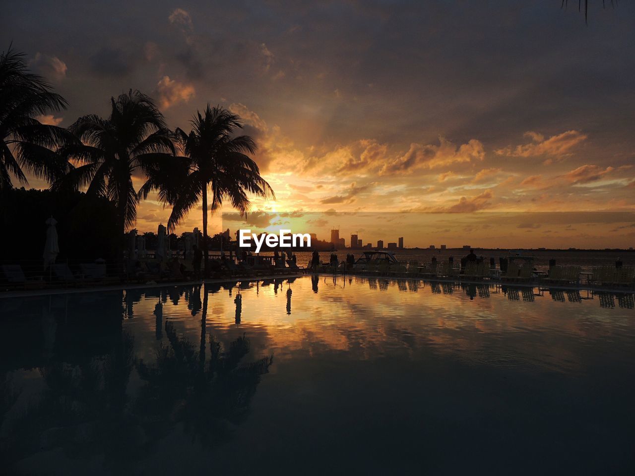 Scenic view of sunset over beach