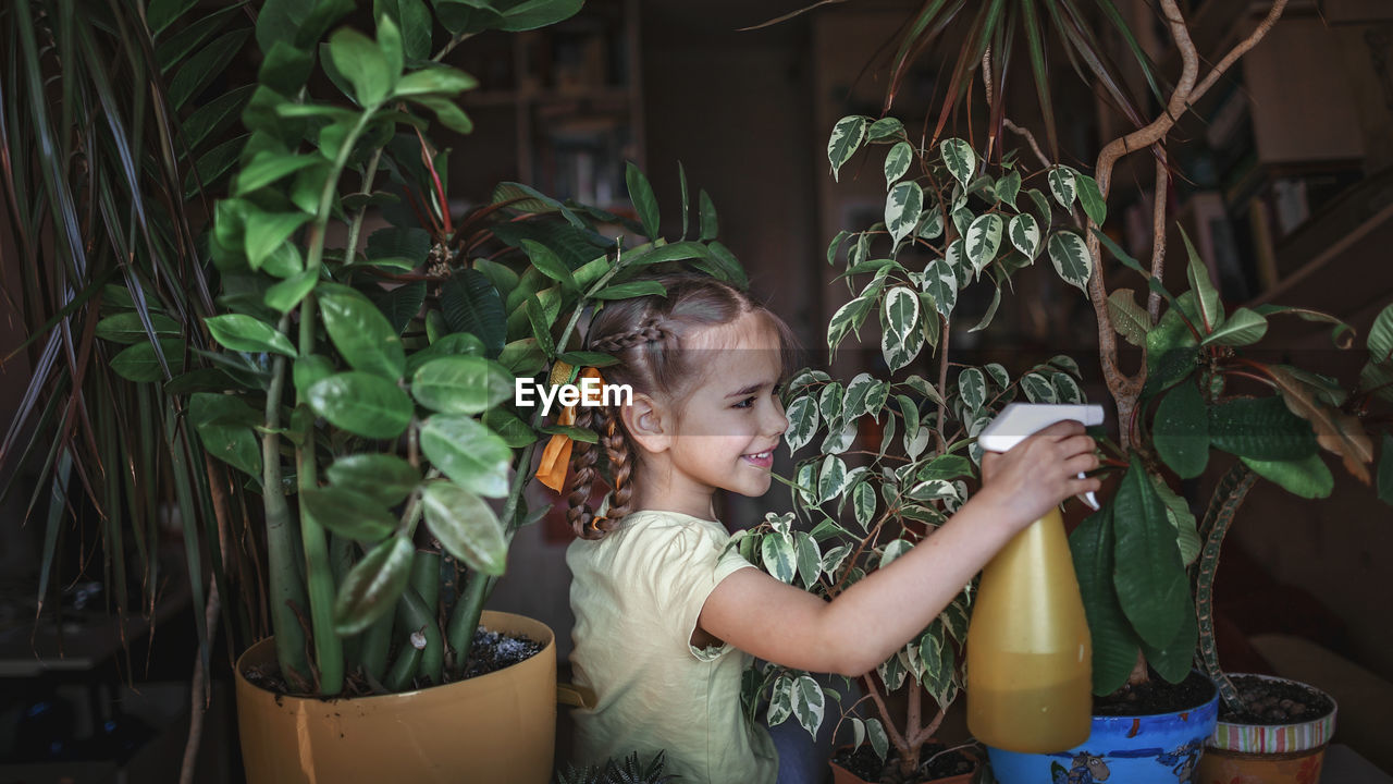 FULL LENGTH OF CUTE BABY PLANT IN POTTED PLANTS