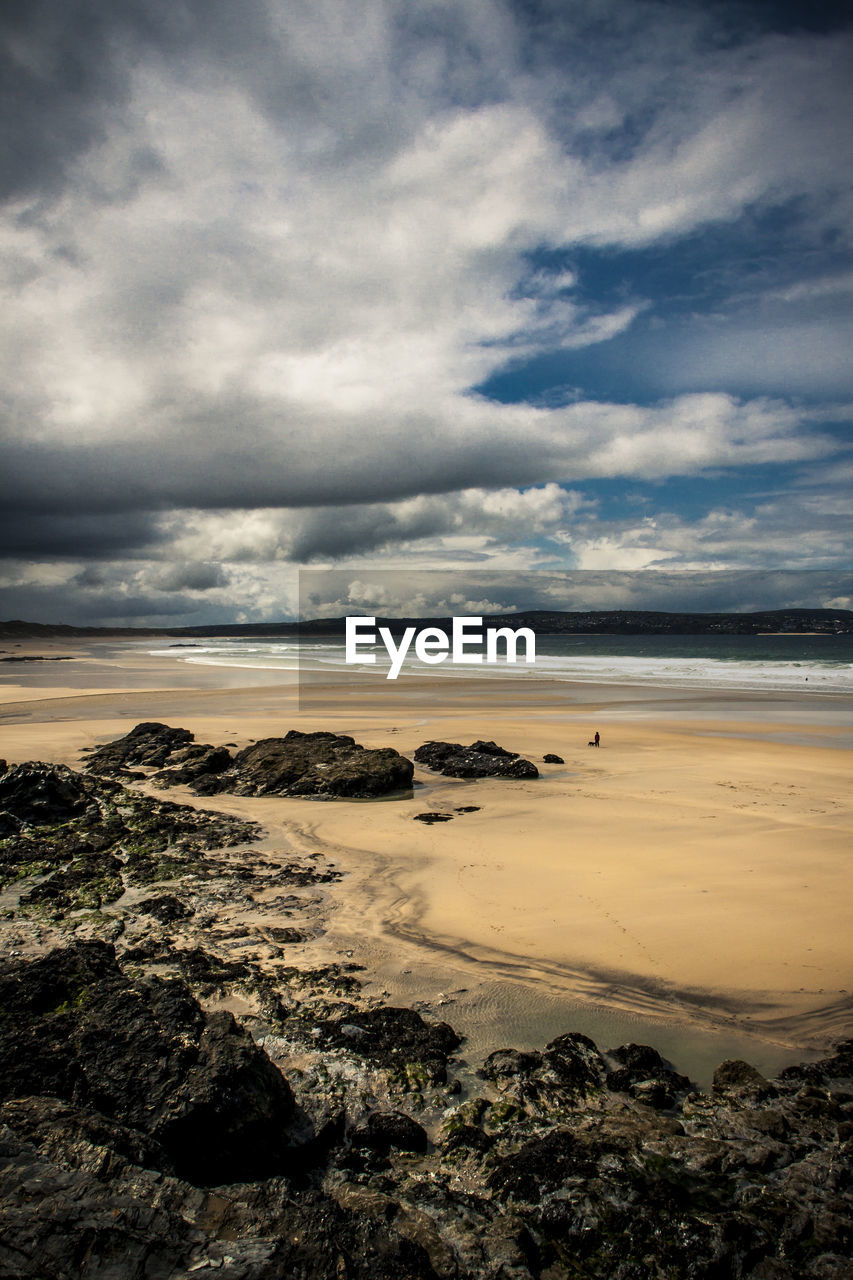 Scenic view of sea against cloudy sky