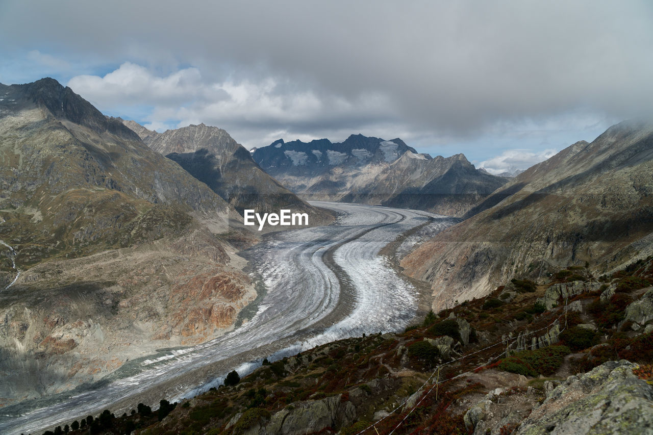 Scenic view of mountains against sky