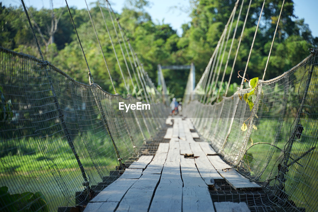 View of broken hanging bridge 