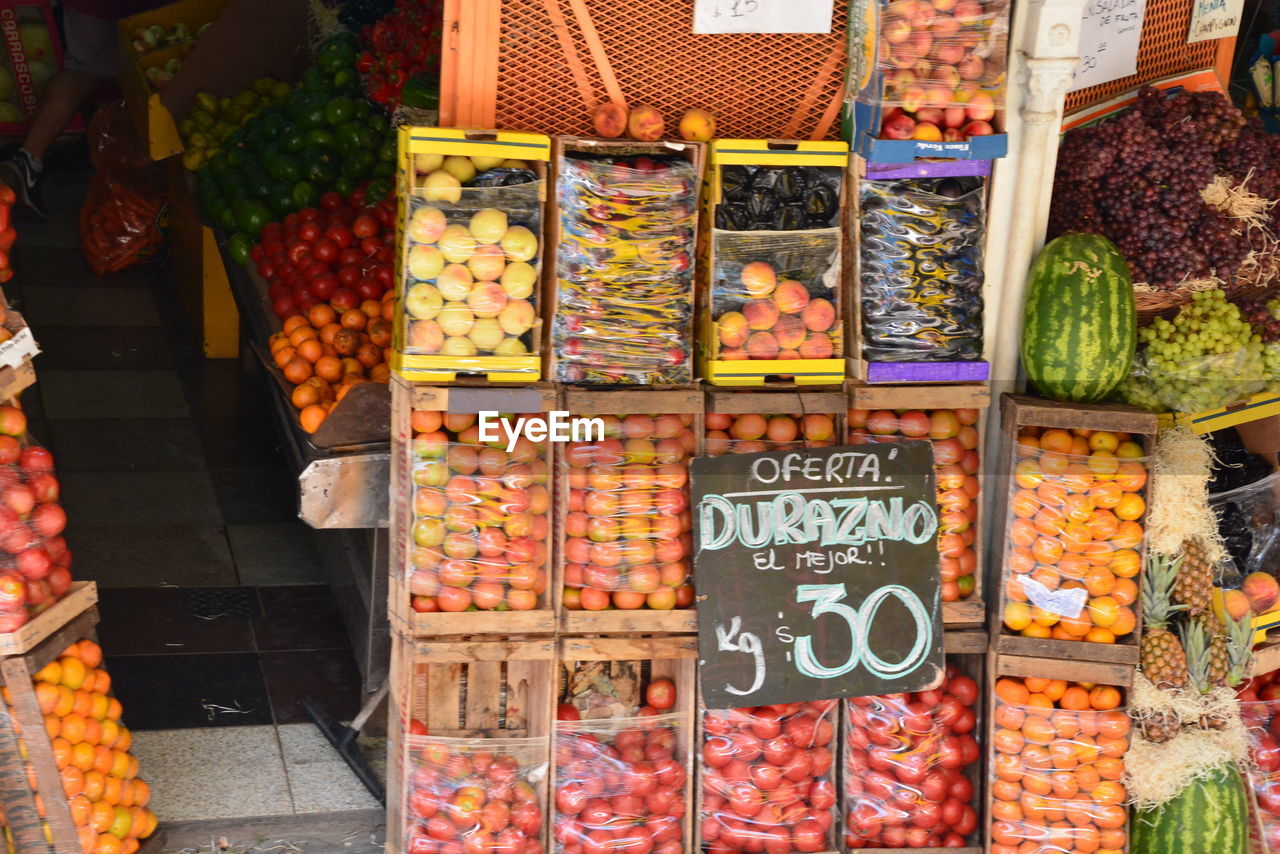 Various fruits for sale at market stall