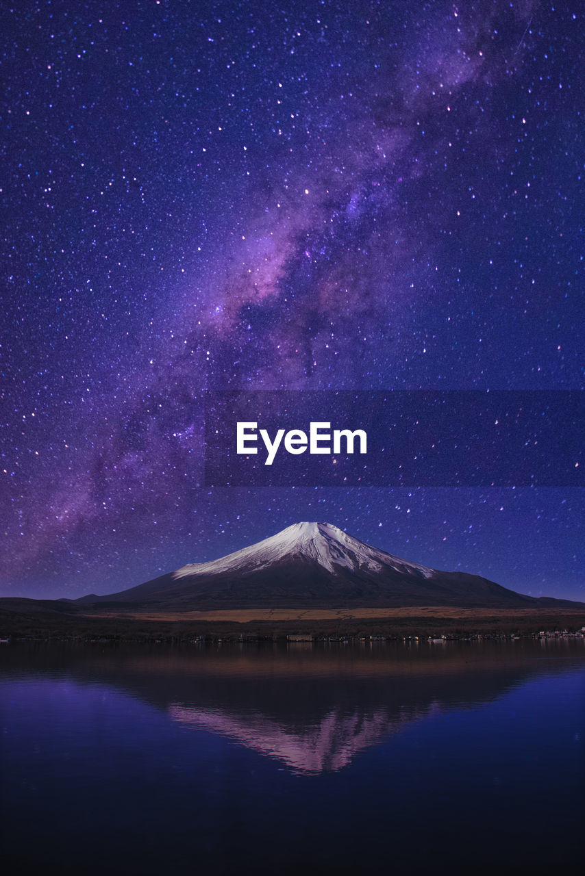 Composite photos at and starry sky over mt.fuji