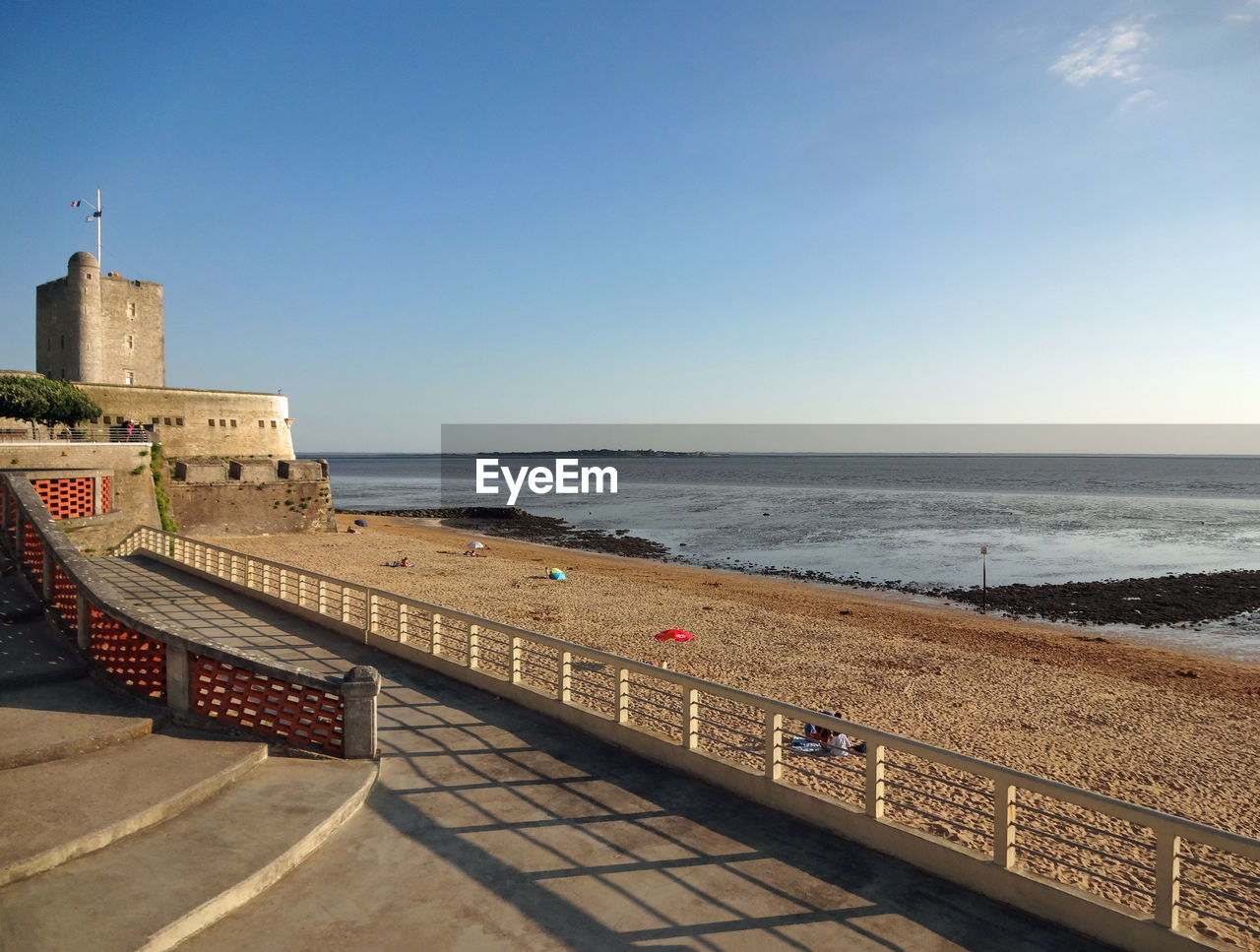 Scenic view of beach against clear sky in fouras