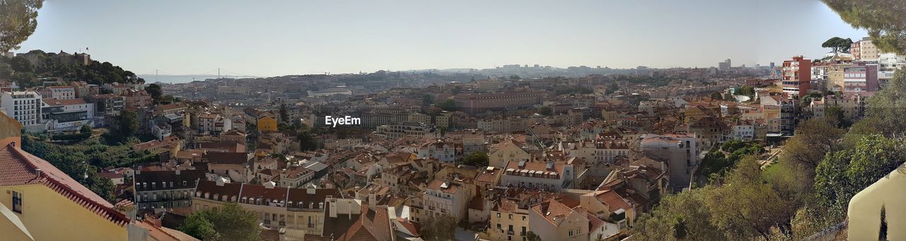 Panoramic shot of townscape against clear sky