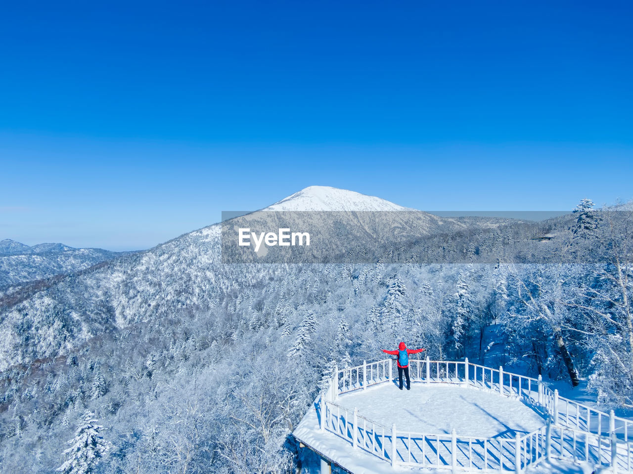 High angle view of man standing at observation point