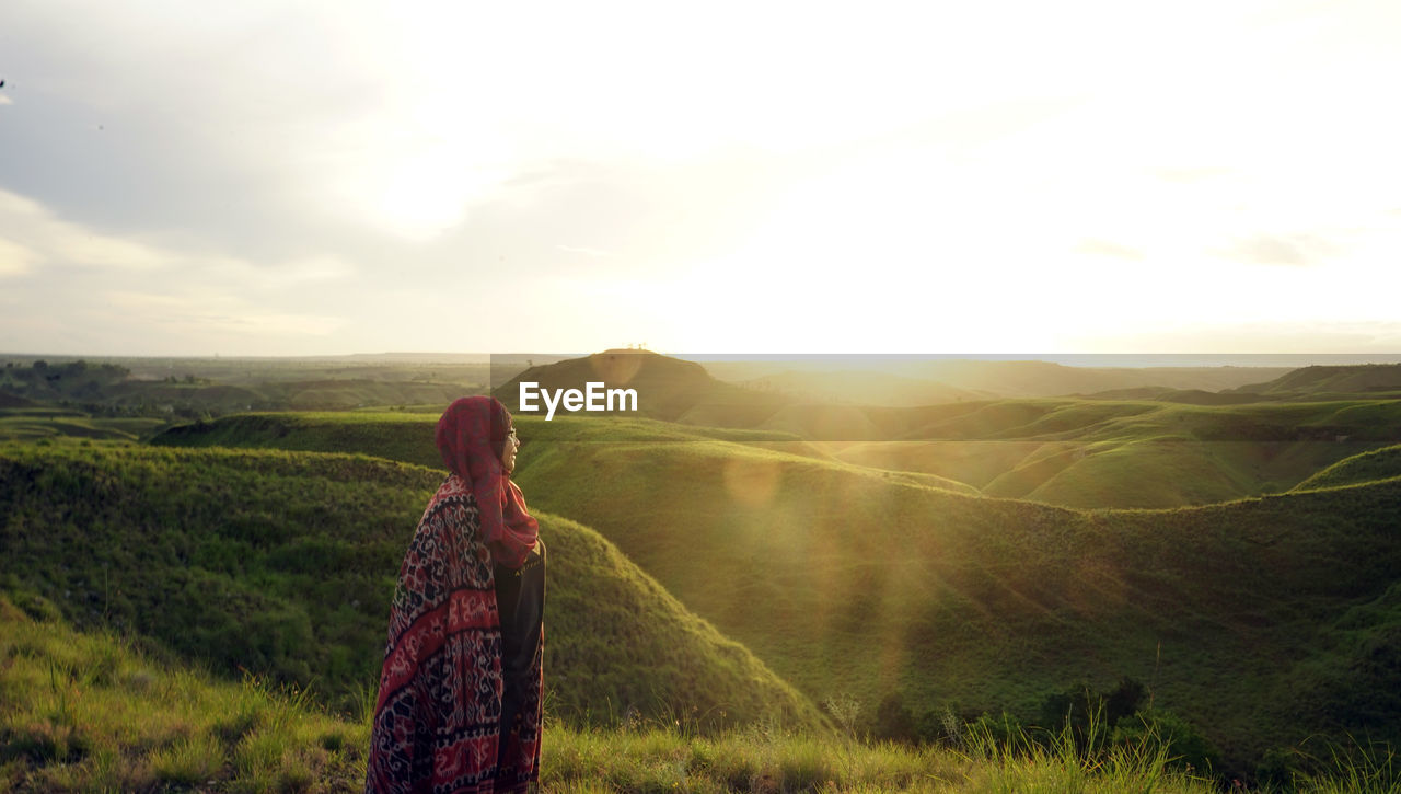 Woman looking at mountains