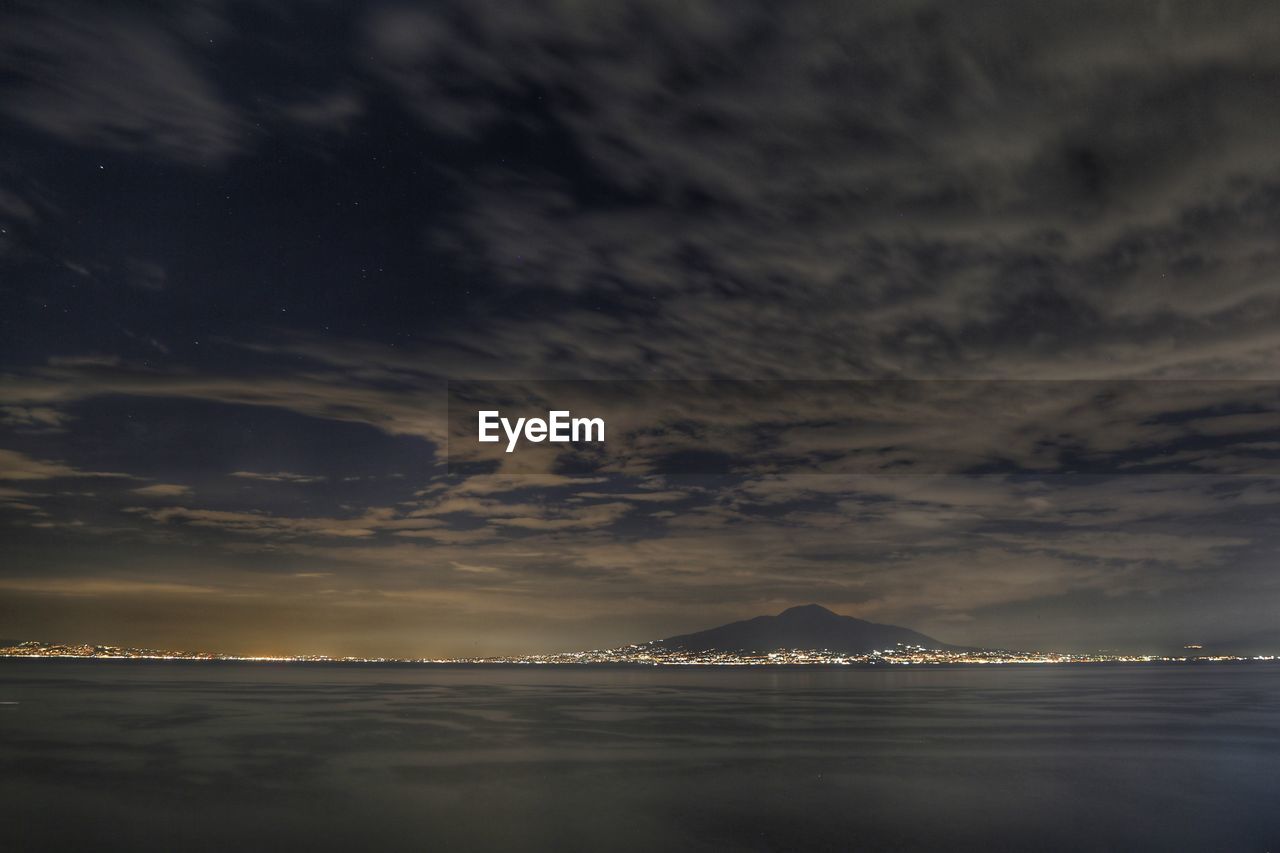 Scenic view of sea against cloudy sky