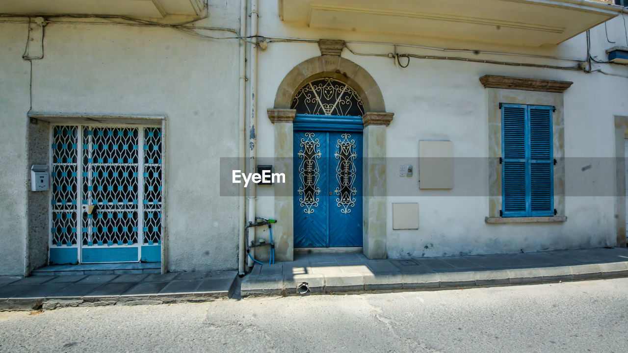 BLUE DOOR OF BUILDING