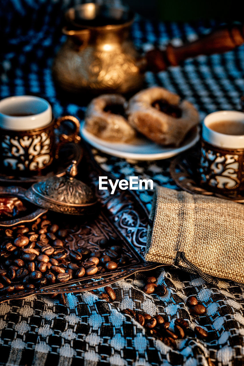Close-up of coffee cup on table