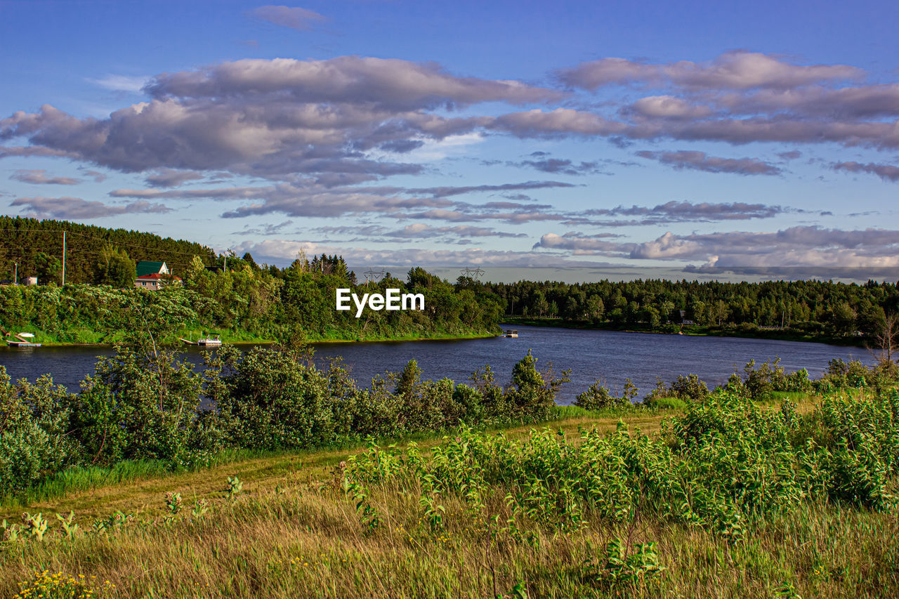 Scenic view of lake against sky