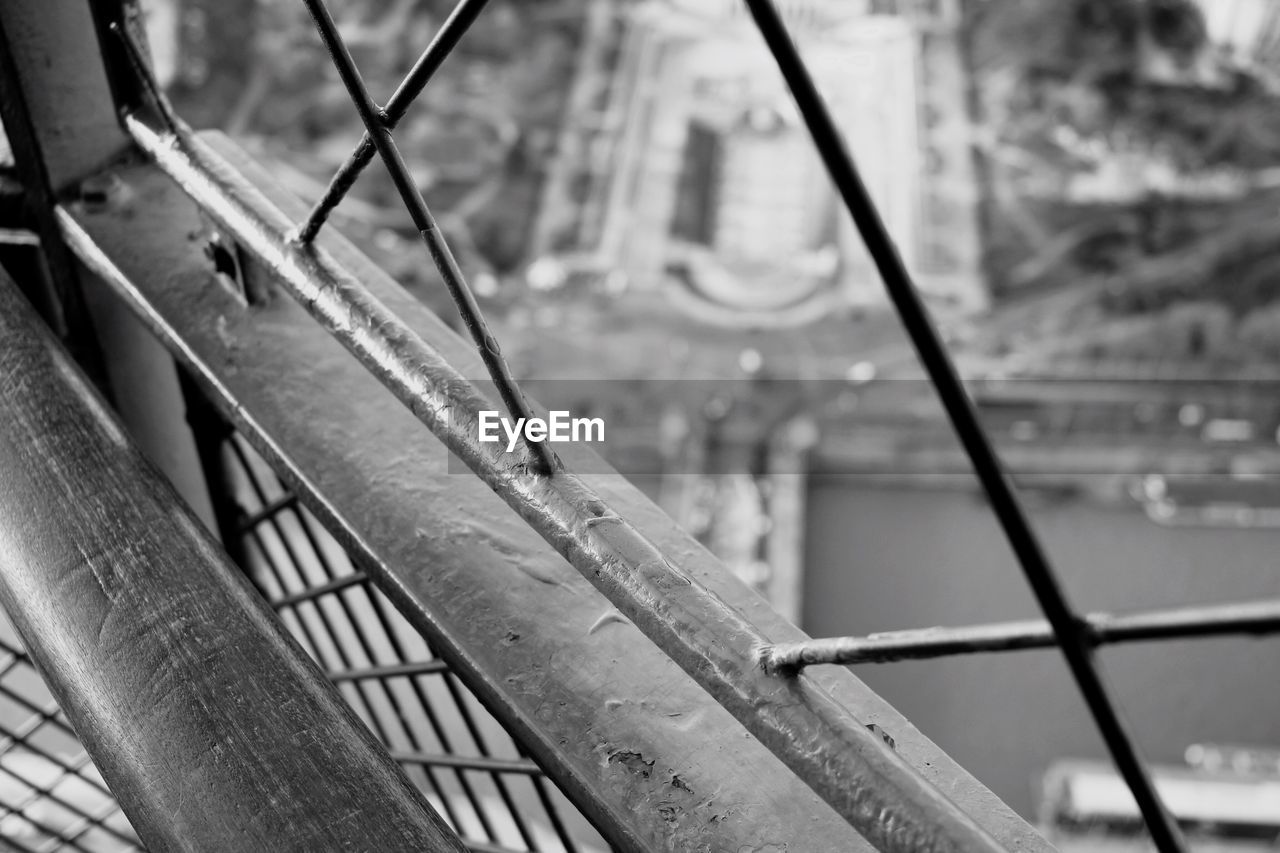 CLOSE-UP OF WET RAILING