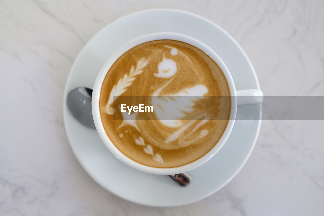 High angle view of coffee on table