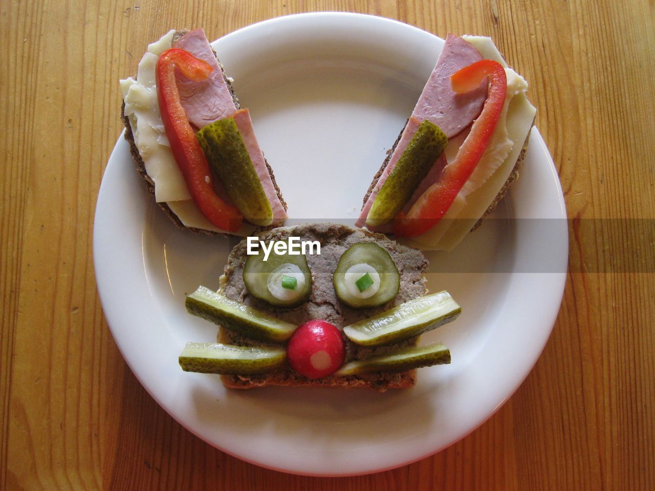 View of rabbit shaped sandwich