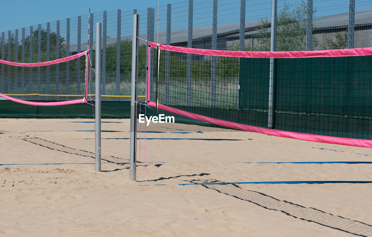 Net on volleyball court 