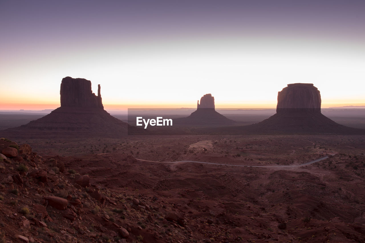 Scenic view of desert during sunset
