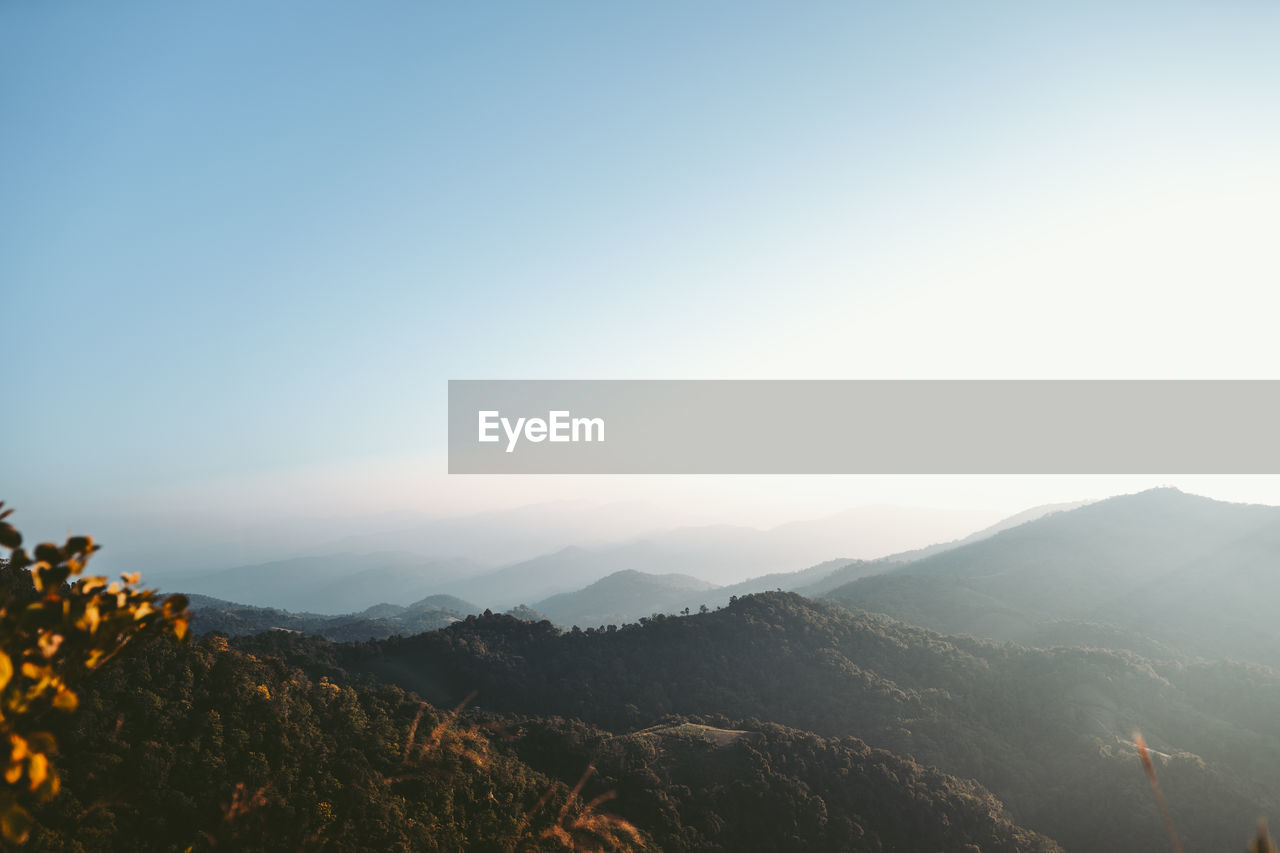 Scenic view of mountains against clear sky