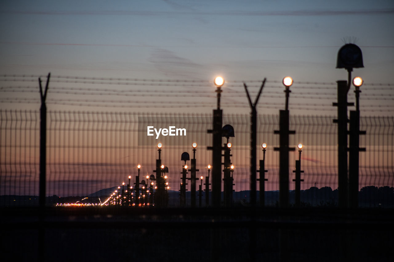 Illuminated lights at airport runway