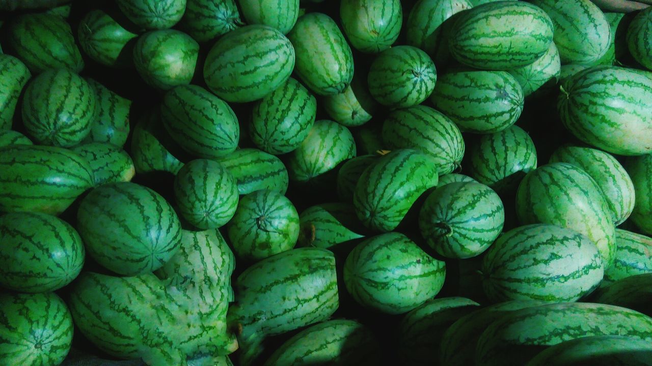 Full frame shot of watermelons at market stall