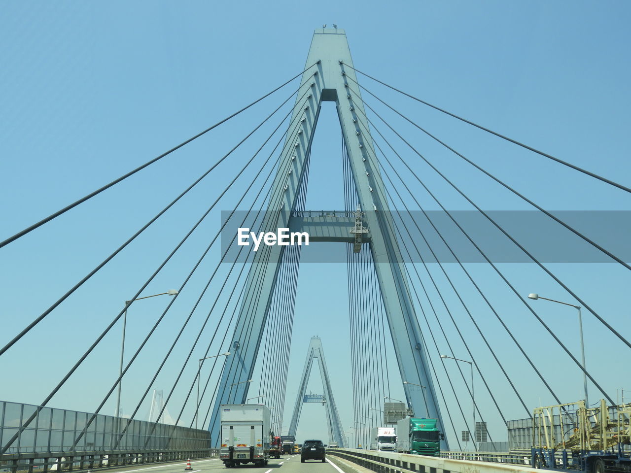 LOW ANGLE VIEW OF SUSPENSION BRIDGE