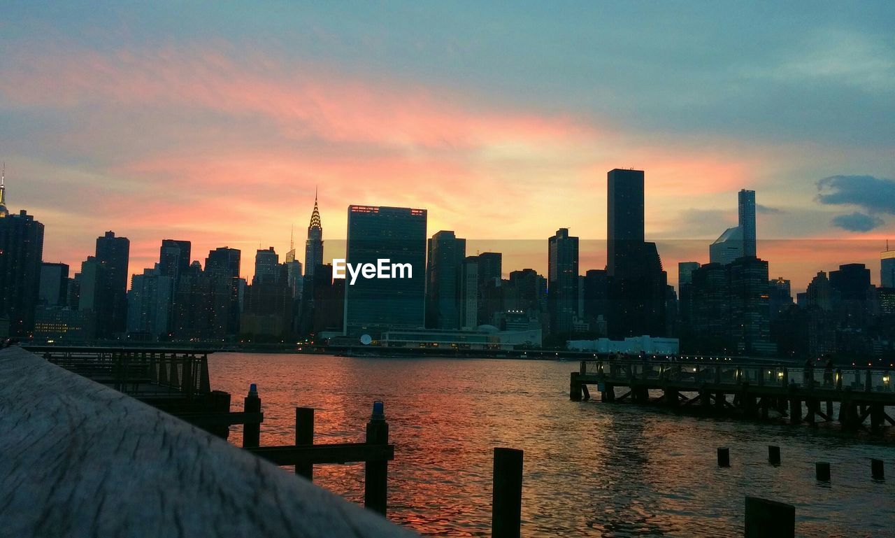 View of cityscape during sunset