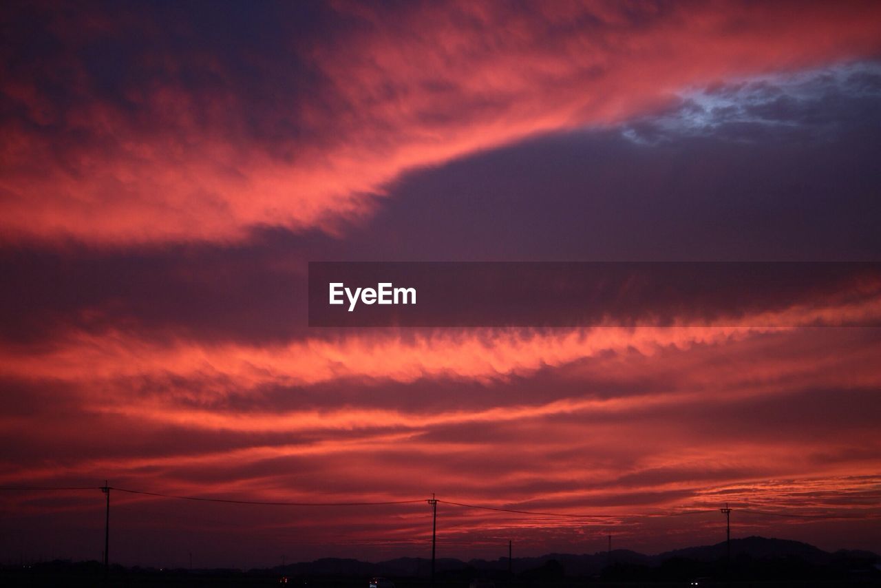 Dramatic sky with red clouds