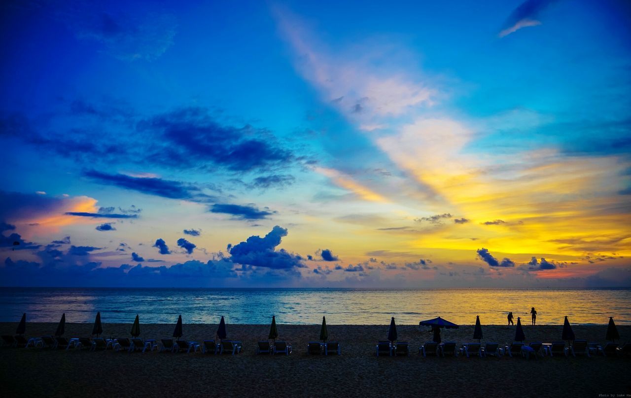 Scenic view of sea at sunset