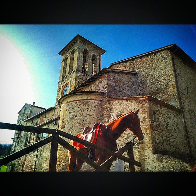 LOW ANGLE VIEW OF BUILT STRUCTURE AGAINST BLUE SKY