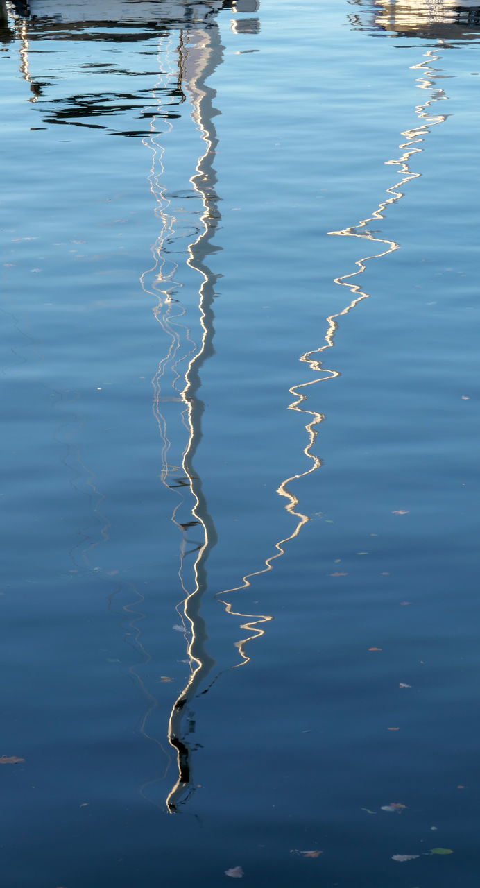 HIGH ANGLE VIEW OF RIPPLED LAKE