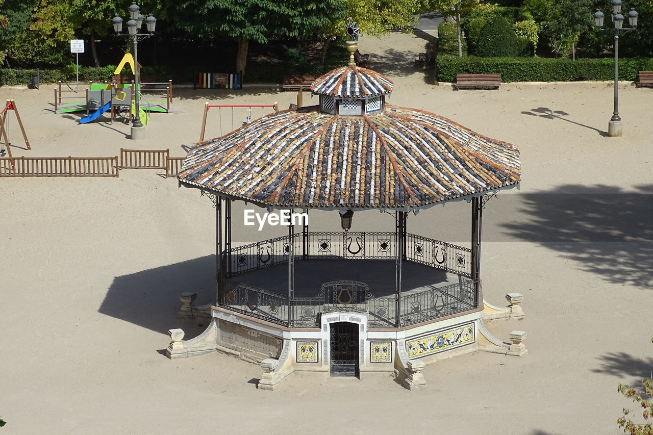 High angle view of amusement park at beach