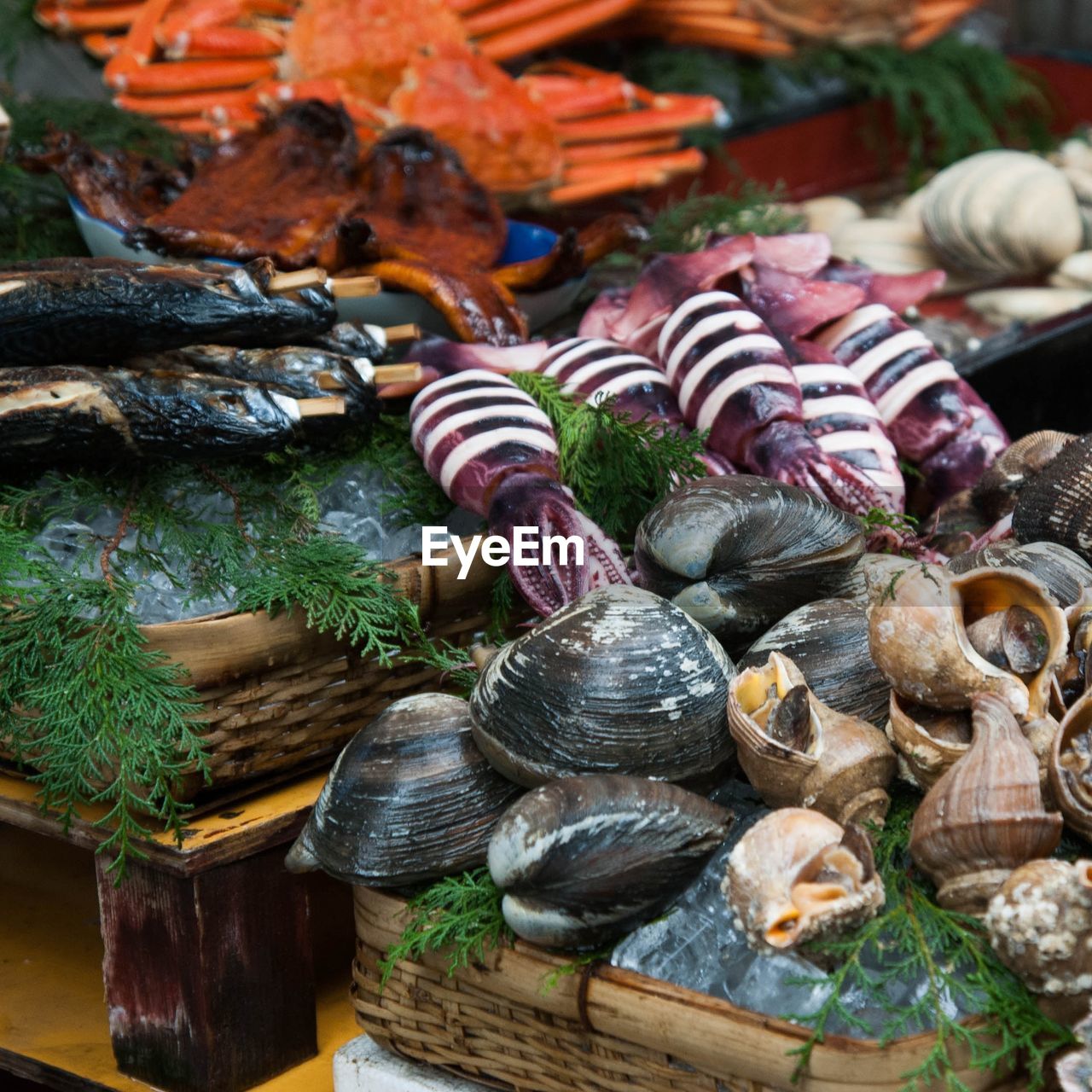 Seafood for sale at fish market