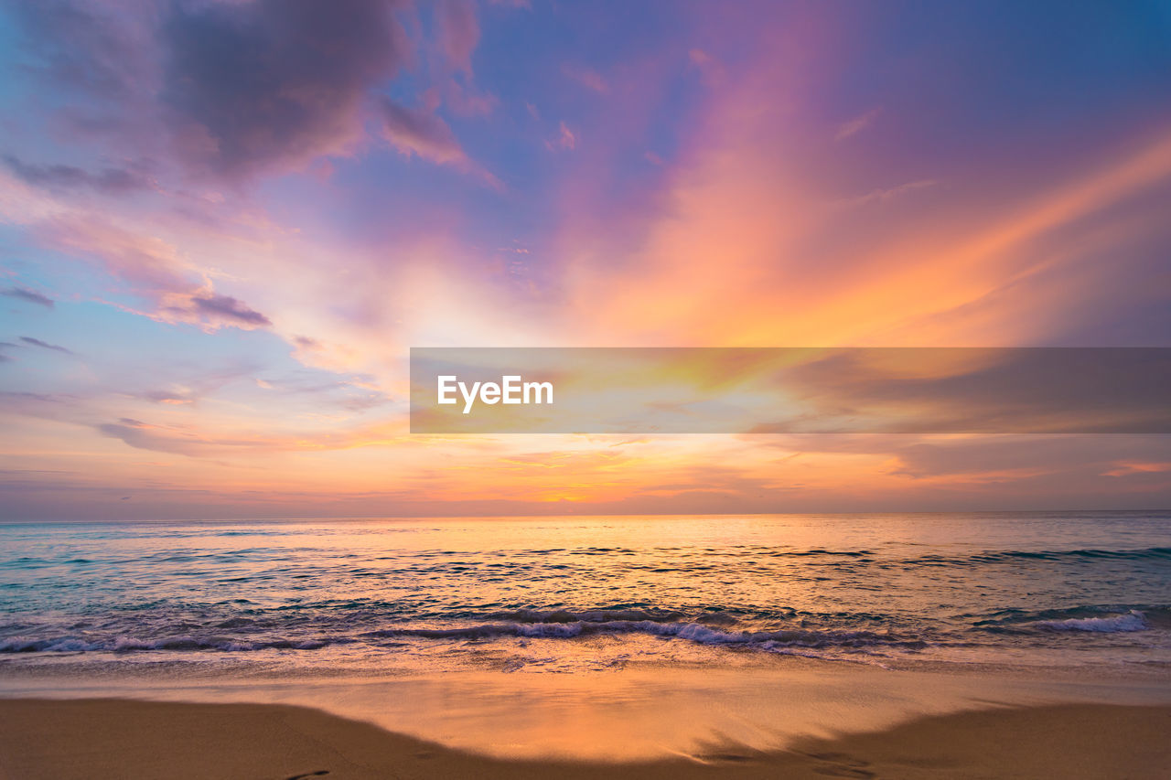 SCENIC VIEW OF SEA DURING SUNSET