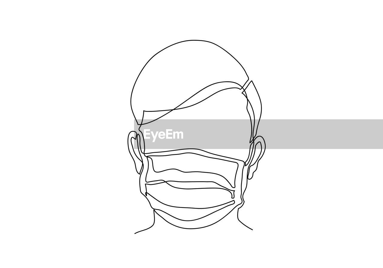 One continuous line drawing medical face mask.