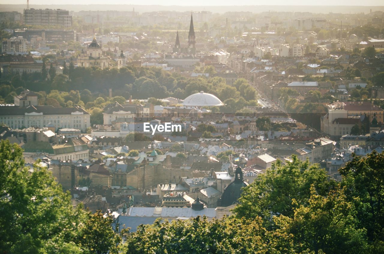 High angle shot of townscape