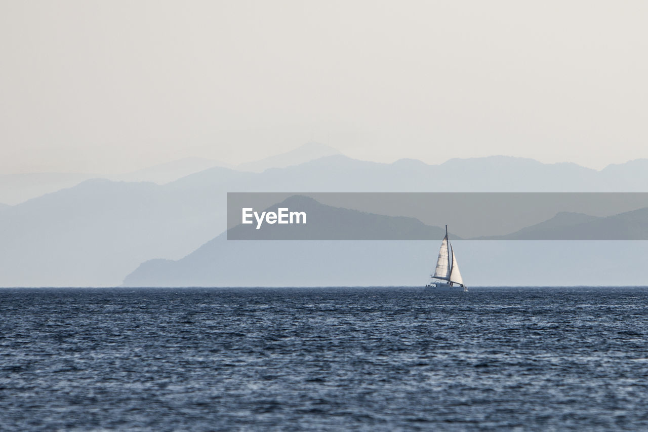 Sailboat sailing in sea