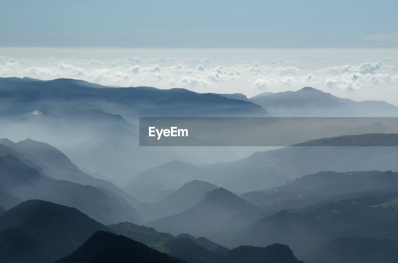 Scenic shot of silhouette mountain ranges