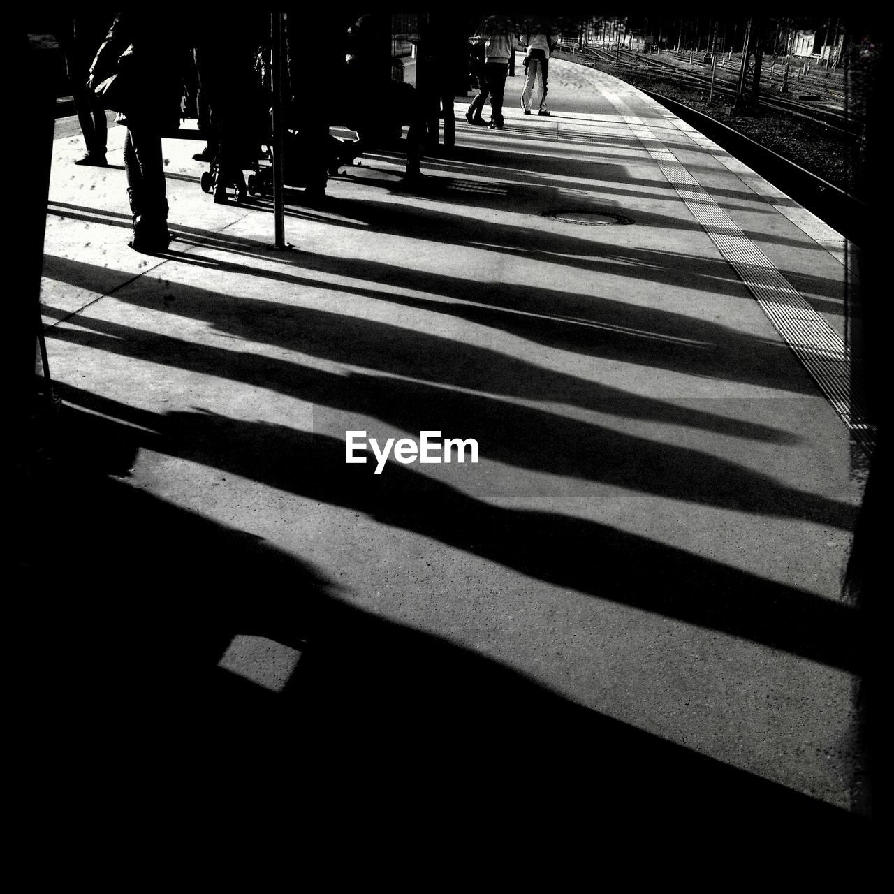Shadows on train platform