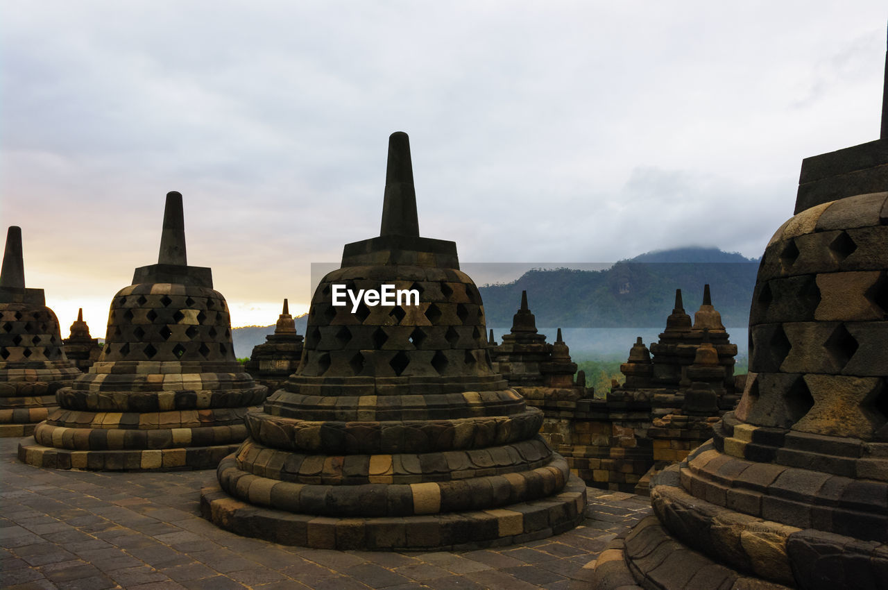 View from borobodur temple against cloudy sky java