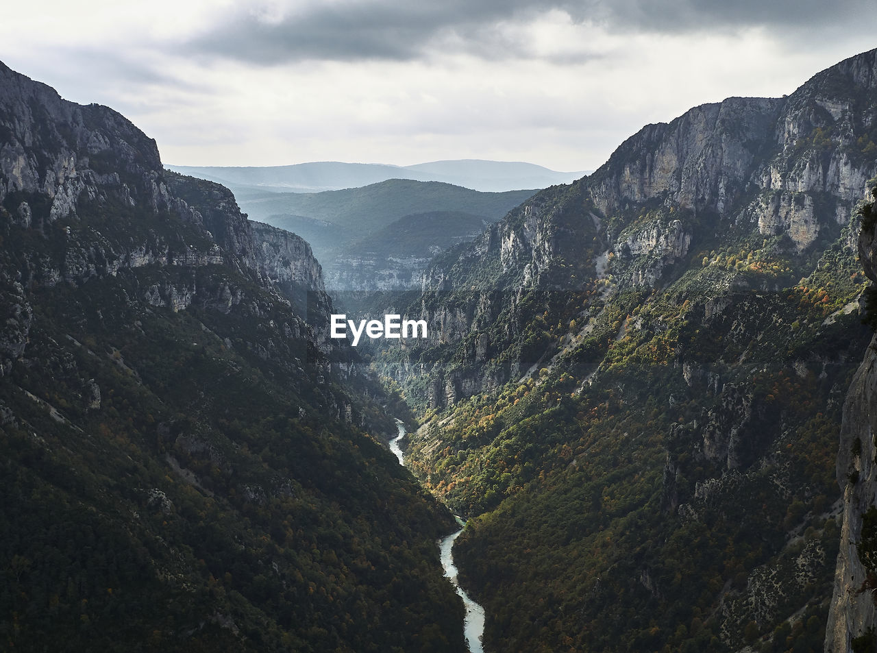 Panoramic view of landscape and mountains against sky