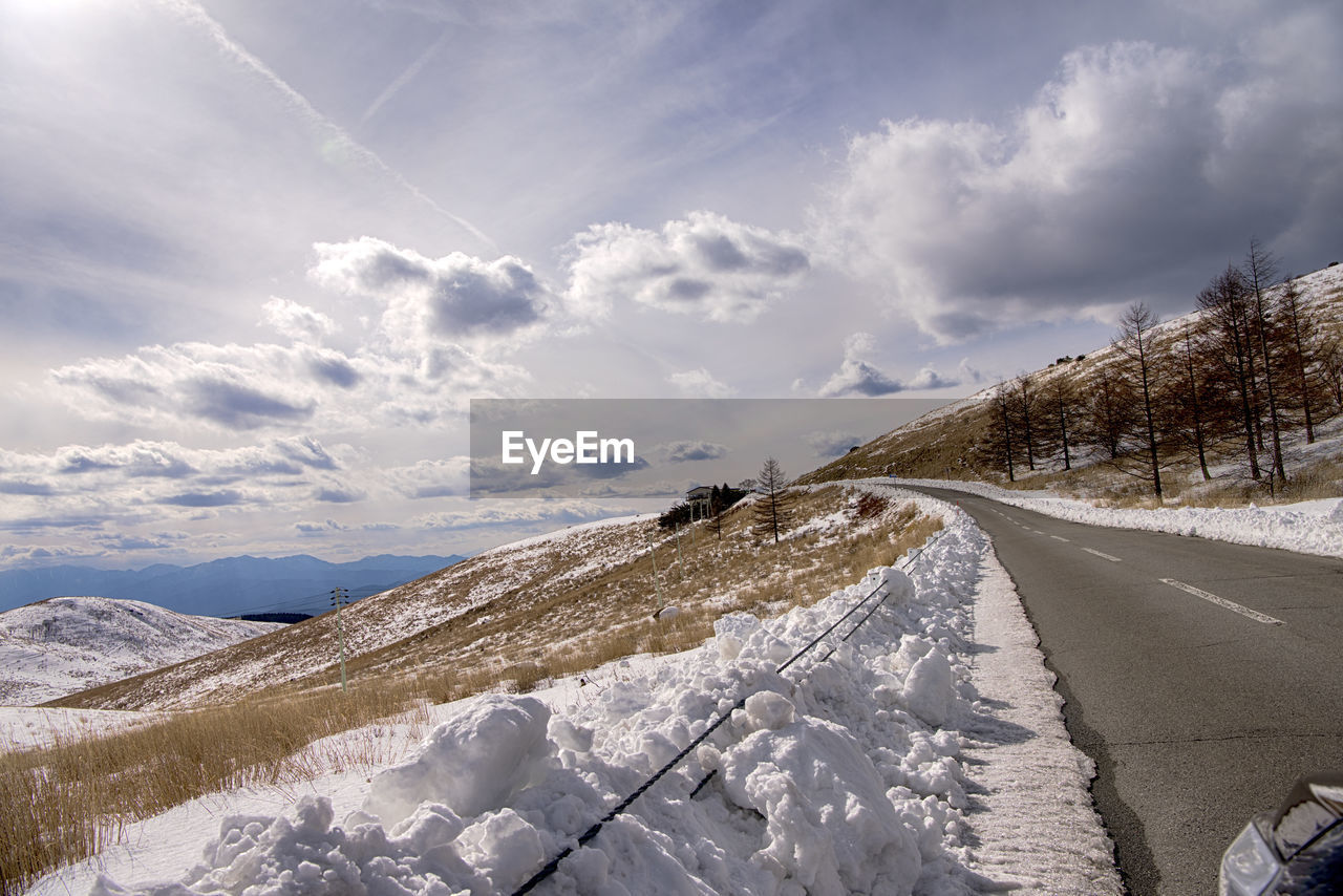 Scenic view of landscape against sky during winter