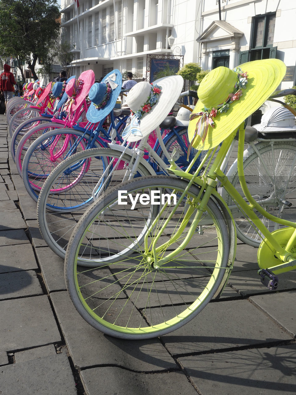 BICYCLES PARKED ON STREET