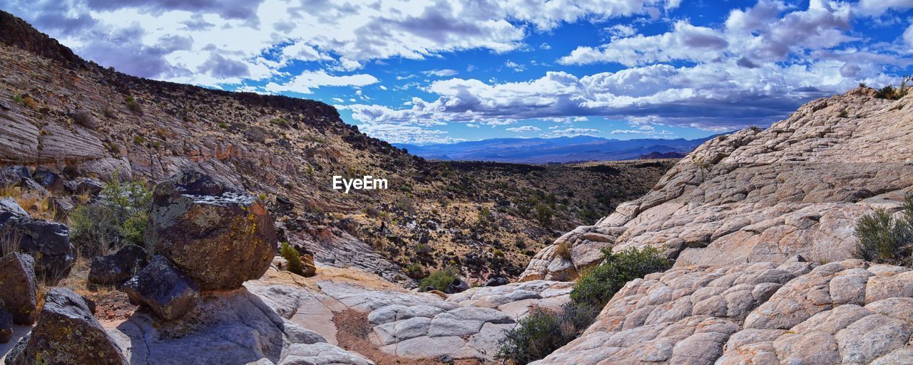 Snow canyon views from jones bones hiking trail st george utah zions national park. usa.