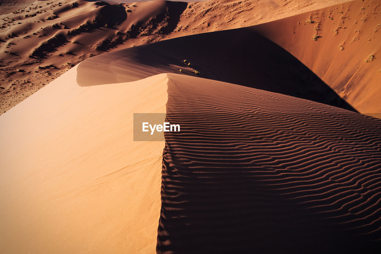 High angle view of sand dune at namib desert