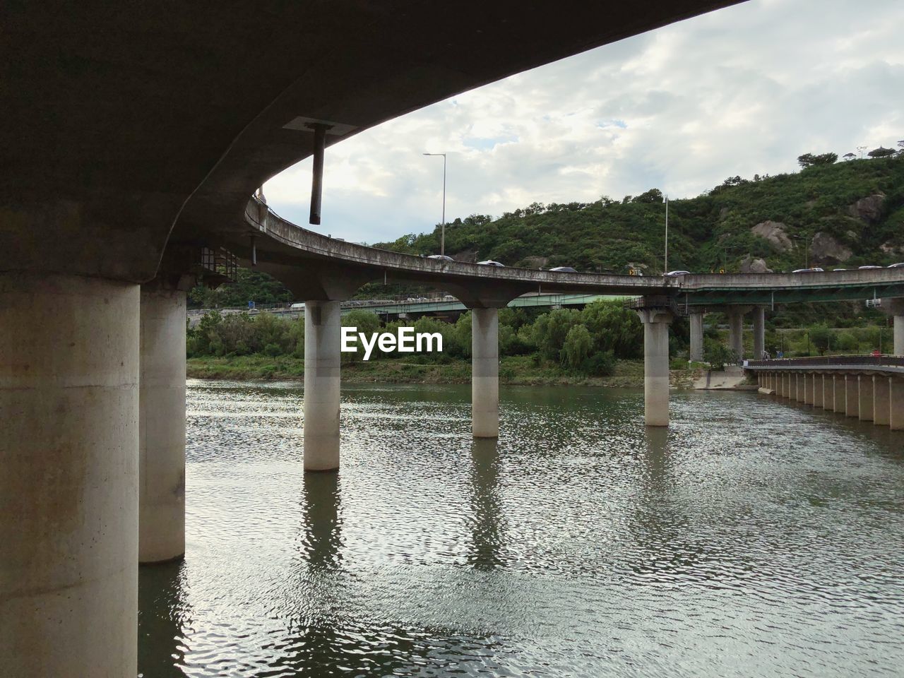 Bridge over river against sky